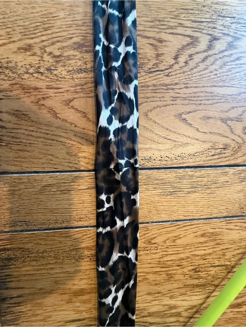 Gorgeous leopard print long silk scarf (or belt) with black fringe